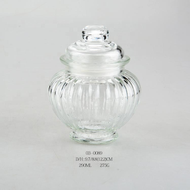 10oz Round Glass Candy Jar with Glass Lid