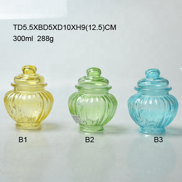 10oz Small Round Glass Storage Jar with Glass Lid