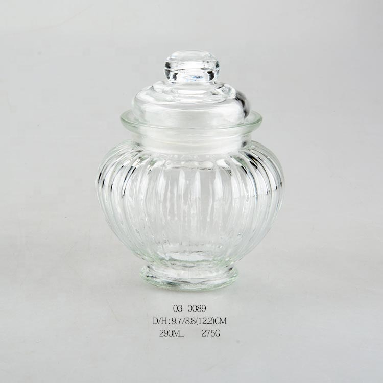10oz Small Round Glass Storage Jar with Glass Lid