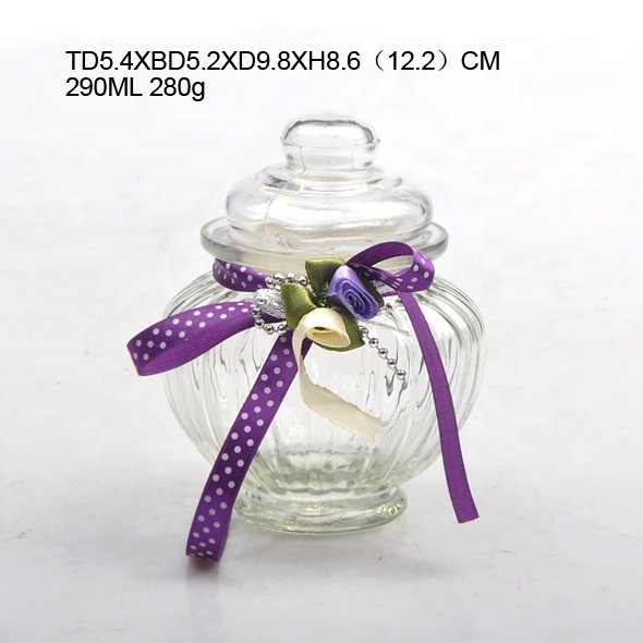 10oz Small Round Glass Storage Jar with Glass Lid