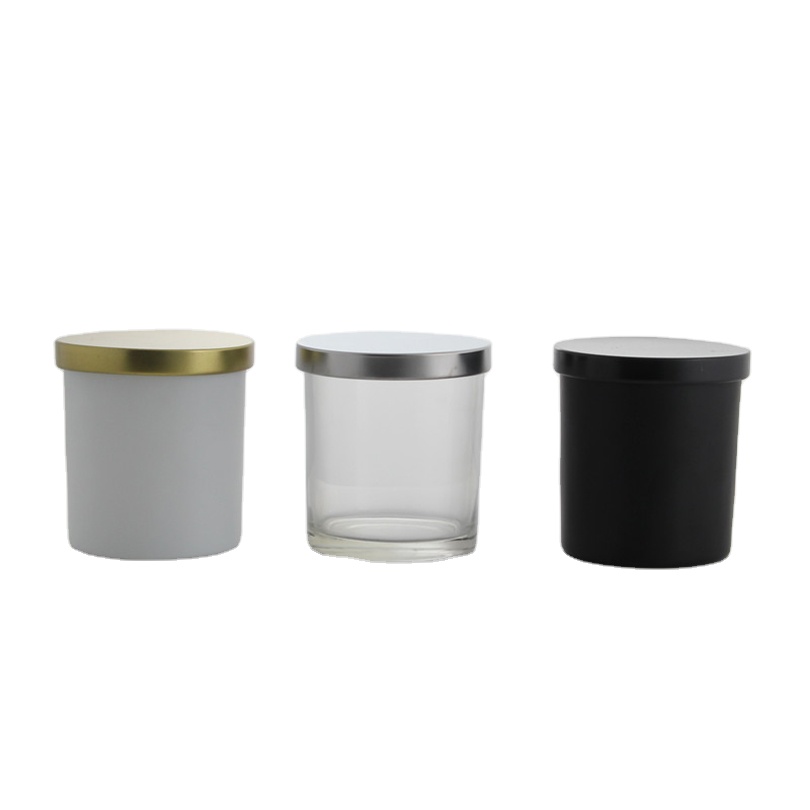 10oz  black frosted candle jar with custom metal lid or bamboo lid