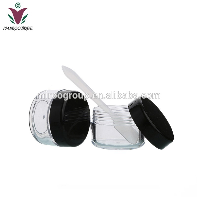 10pcs Travel Cosmetic Sample Containers 2/3/5/10/15/20 Gram Plastic Cosmetic Pot Jars With Black Screw Cap Lids and Mini Spatula