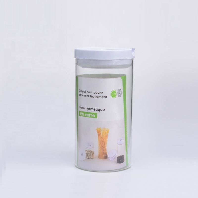 1100ML Borosilicate glass storage jar With Plastic Cover Jars Seal Lids