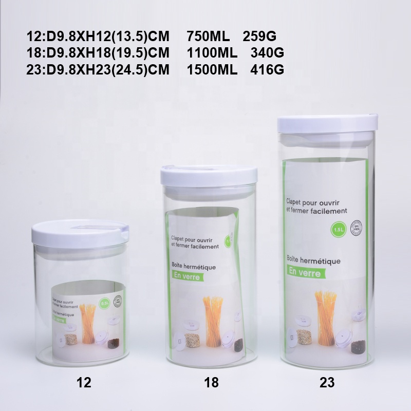 1100ML Borosilicate glass storage jar With Plastic Cover Jars Seal Lids