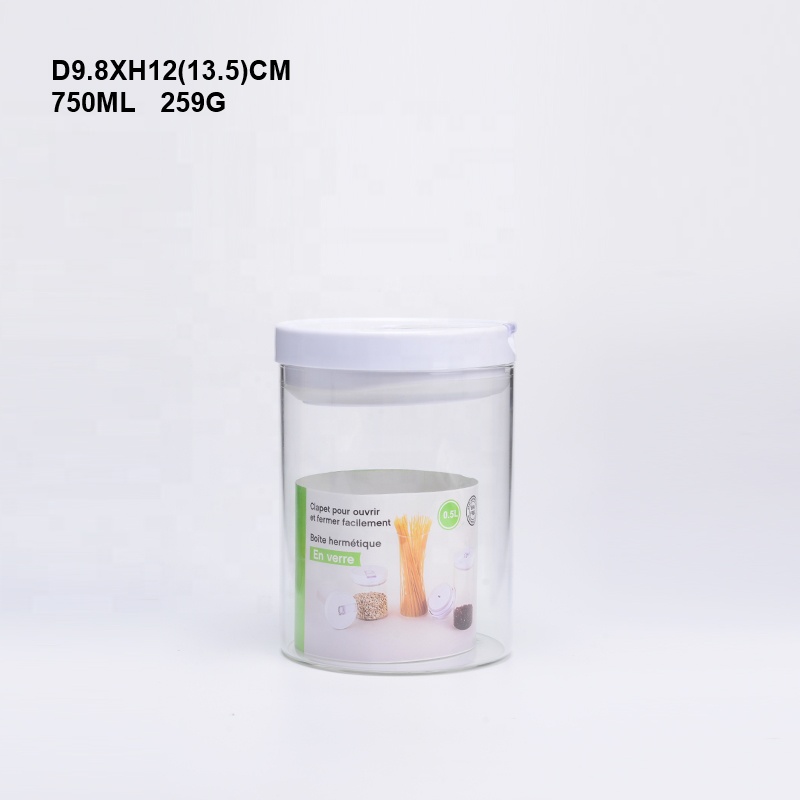 1100ML Borosilicate glass storage jar With Plastic Cover Jars Seal Lids