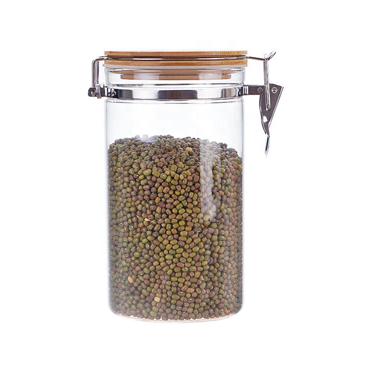 1100ml Food grade glass jar with lock lid airtight storage glass jar