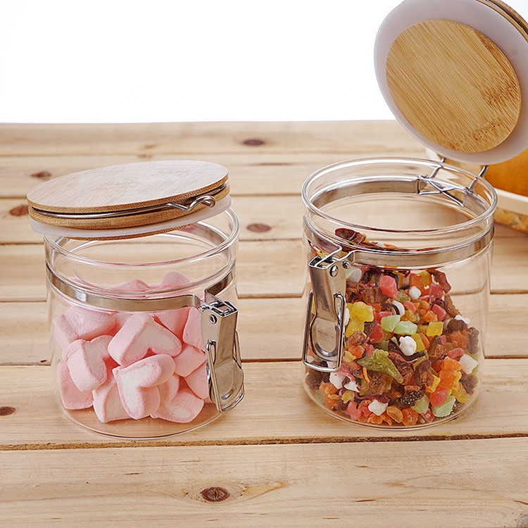 1100ml Food grade glass jar with lock lid airtight storage glass jar