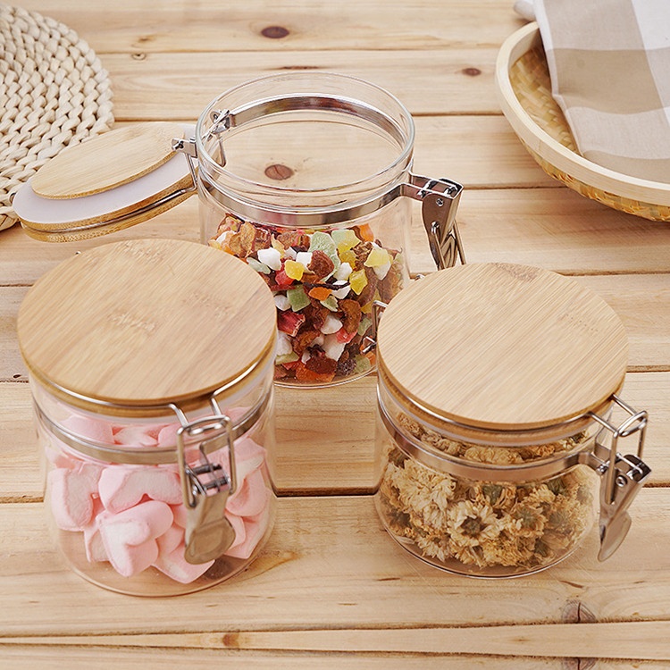 1100ml Food grade glass jar with lock lid airtight storage glass jar