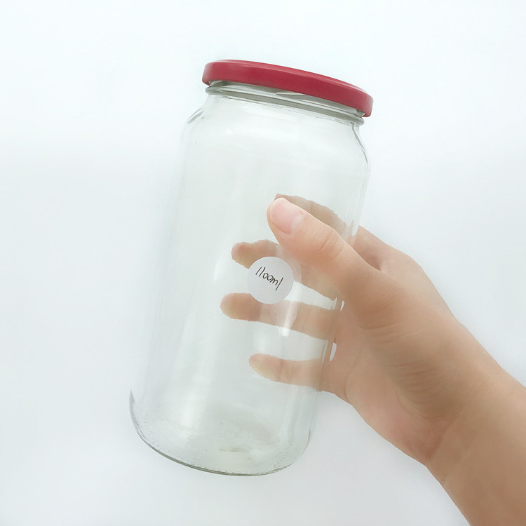 1100ml large round clear hermetic glass jars for food with metal lid