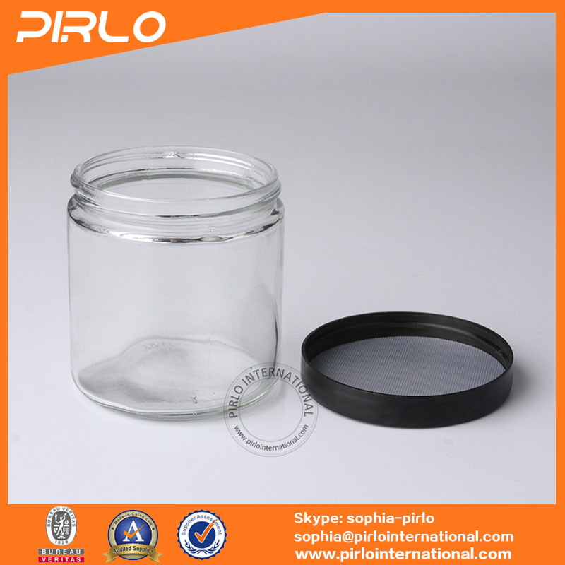 110ml 180ml 300ml 450ml 650ml straight sided glass jar with black plastic seal thread cap lid empty honey candy food glass jars