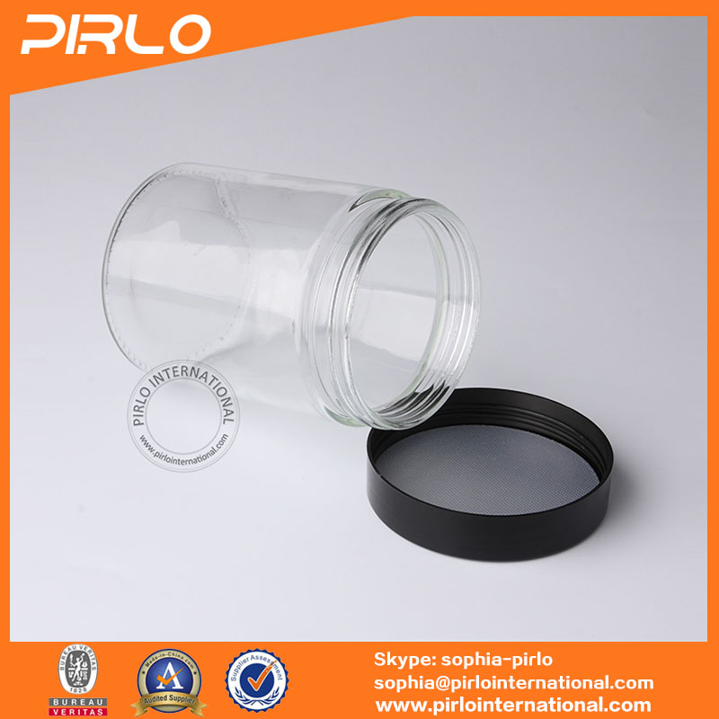 110ml 180ml 300ml 450ml 650ml straight sided glass jar with black plastic seal thread cap lid empty honey candy food glass jars
