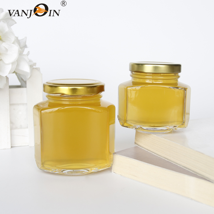 110ml 45ml Glass Oval Hexagonal Honey Jar With Screw Cap