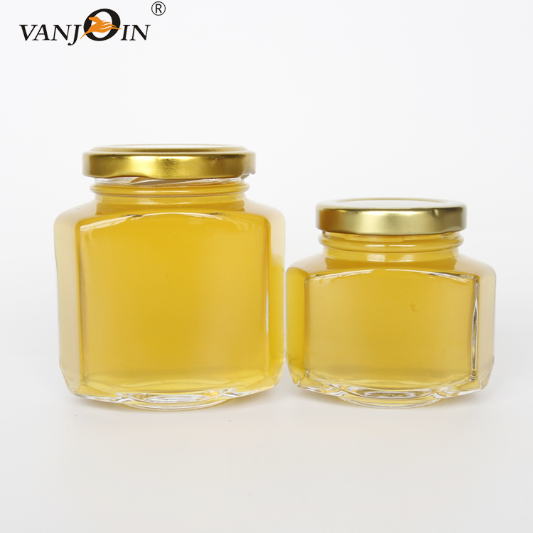 110ml 45ml Glass Oval Hexagonal Honey Jar With Screw Cap
