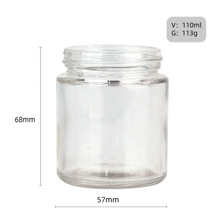 110ml 4oz straight-sided glass stash pot herbs glass containers with bamboo screw lids