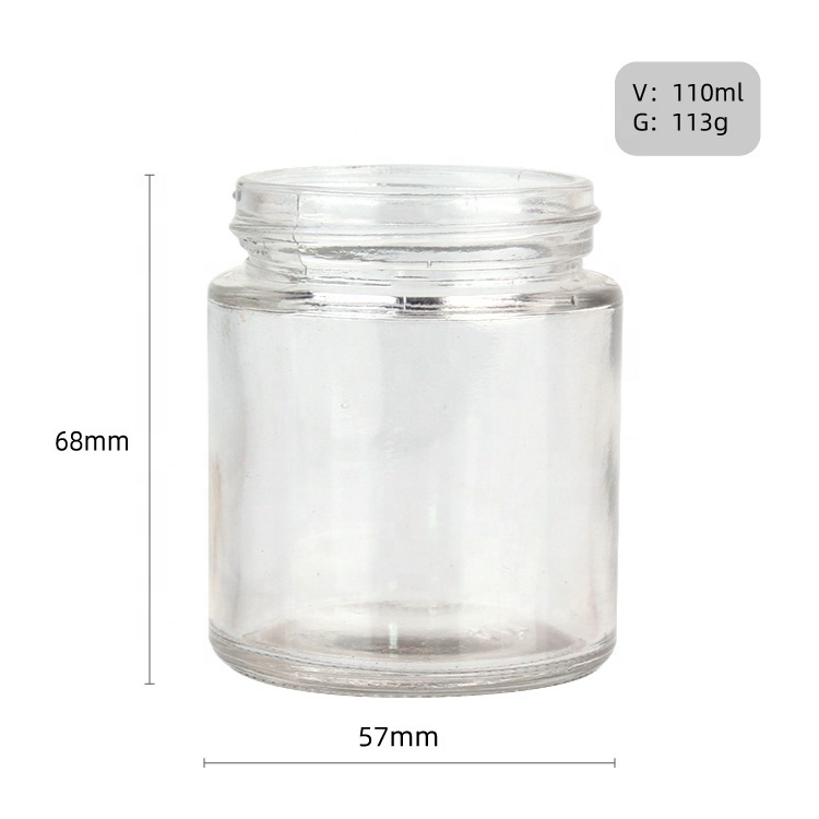 110ml Clear Glass Airtight Food Storage Container jar with Wooden bamboo Lid