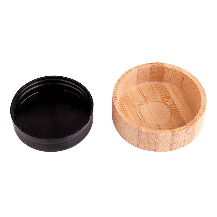 110ml Empty Clear Glass Round Bamboo Cream Jar with Plastic Bamboo Lid