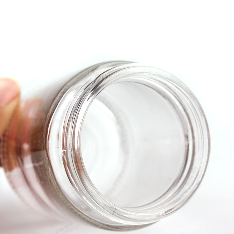 110ml Empty Clear Glass Round Bamboo Cream Jar with Plastic Bamboo Lid