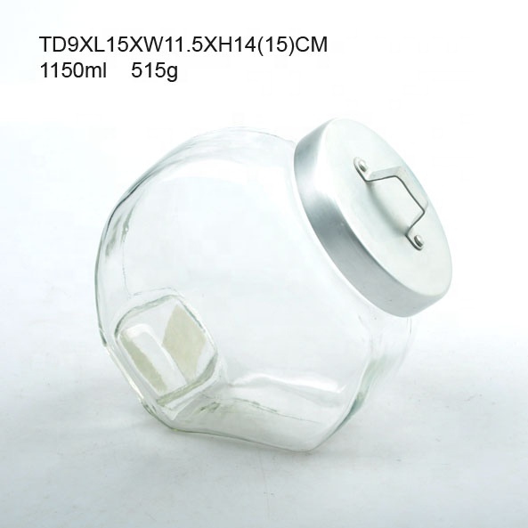 1150ml Heart Shape Glass Storage Jar with Metal Lid