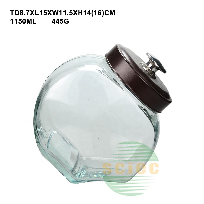 1150ml Heart Shape Glass Storage Jar with Metal Lid