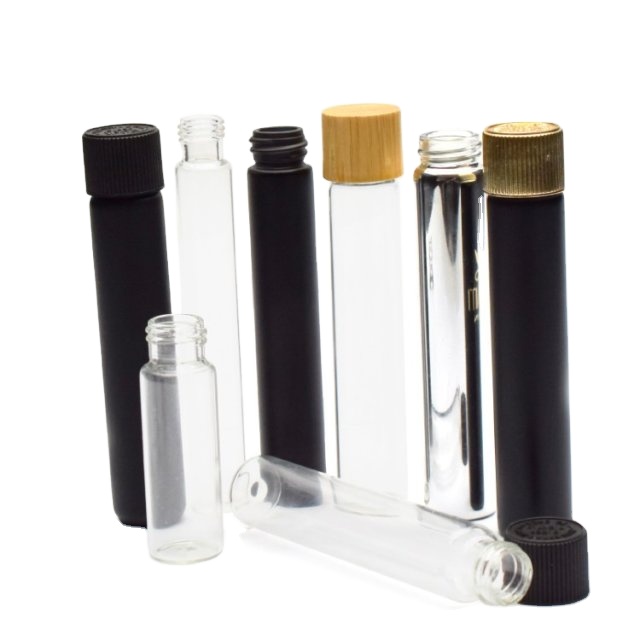 116mm cigar transparent storage test tube glass bottles with child resistant cr lid custom preroll tubes child proof