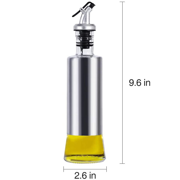 11oz Stainless Steel Oil Vinegar Dispenser Bottle Container Pouring Spouts
