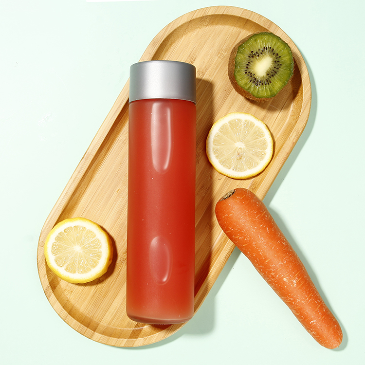 12.5oz 375ml Frosted Round Glass Water bottle Juice Kombucha tea bottle With tall cap