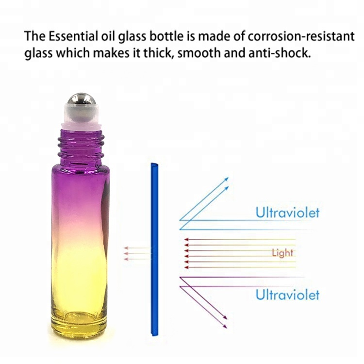 12 Pack Gradient Color Essential Oil Glass Roller Bottles 10ml
