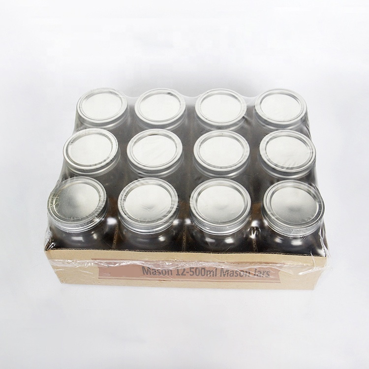 12 Packs 16oz Clear Glass Mason Canning Jar With 70mm Lid Cheap Price