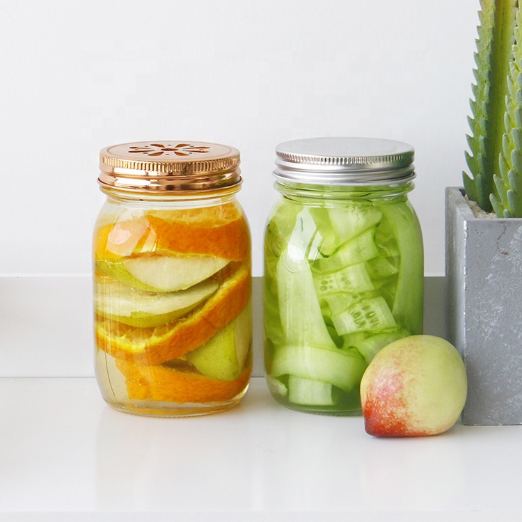 12 Packs 16oz Clear Glass Mason Canning Jar With 70mm Lid Cheap Price