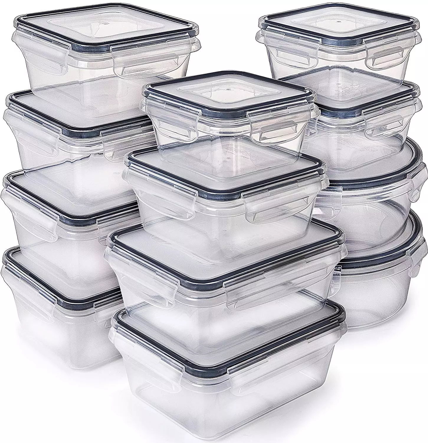 12 Piece Plastic Food Storage Containers With Sealed Lids BPA Free Easy Snap Lock Plastic Container Set for Kitchen Lunch box