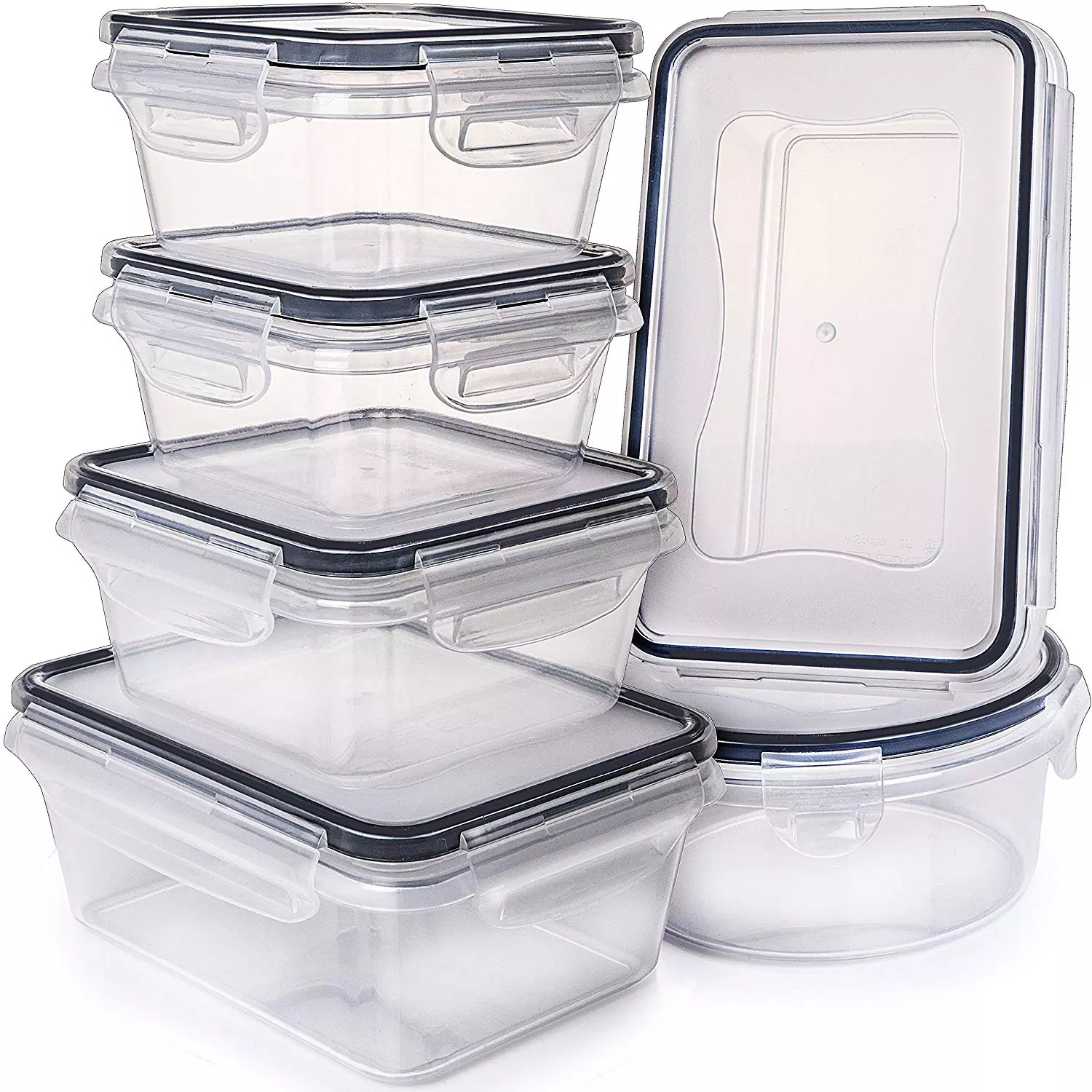 12 Piece Plastic Food Storage Containers With Sealed Lids BPA Free Easy Snap Lock Plastic Container Set for Kitchen Lunch box