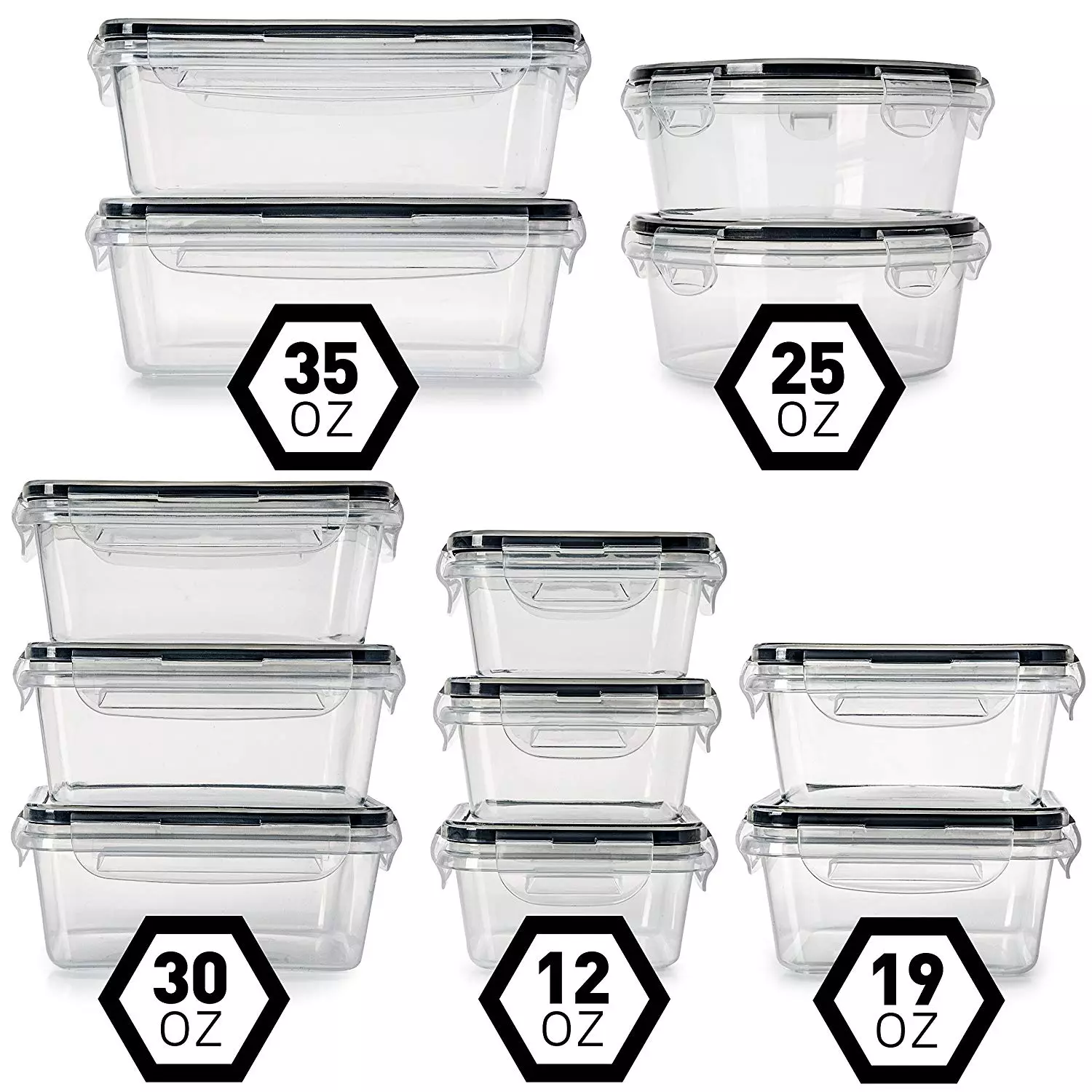 12 Piece Plastic Food Storage Containers With Sealed Lids BPA Free Easy Snap Lock Plastic Container Set for Kitchen Lunch box