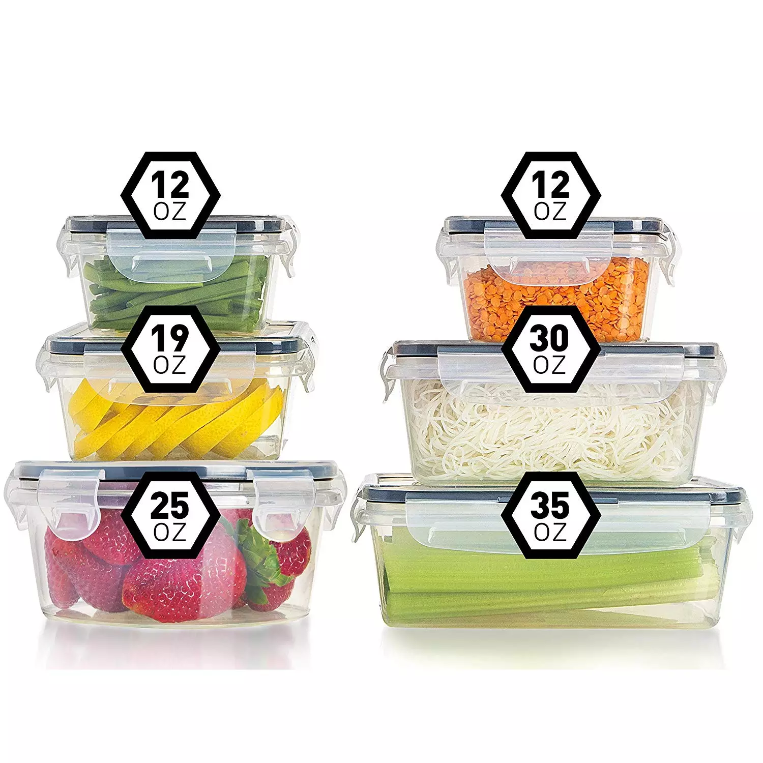 12 Piece Plastic Food Storage Containers With Sealed Lids BPA Free Easy Snap Lock Plastic Container Set for Kitchen Lunch box
