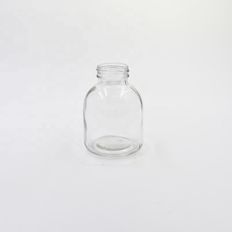 12 oz 350ml round shape clear beverage glass bottle cold pressed juice drink bottles milk tea Kombucha with aluminum screw cap
