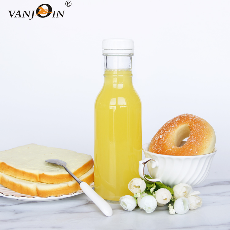 12 oz Clear Glass BBQ Sauce Juice Glass Bottles With Plastic or Metal Caps