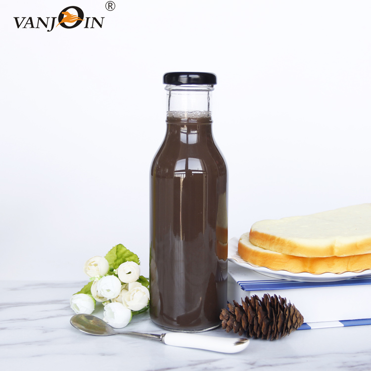 12 oz Clear Glass BBQ Sauce Juice Glass Bottles With Plastic or Metal Caps