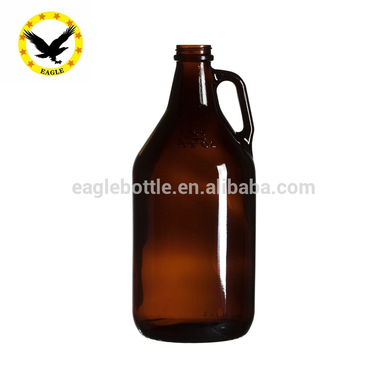12 oz Stubby Amber Beer Bottle with Gold Crown Cap