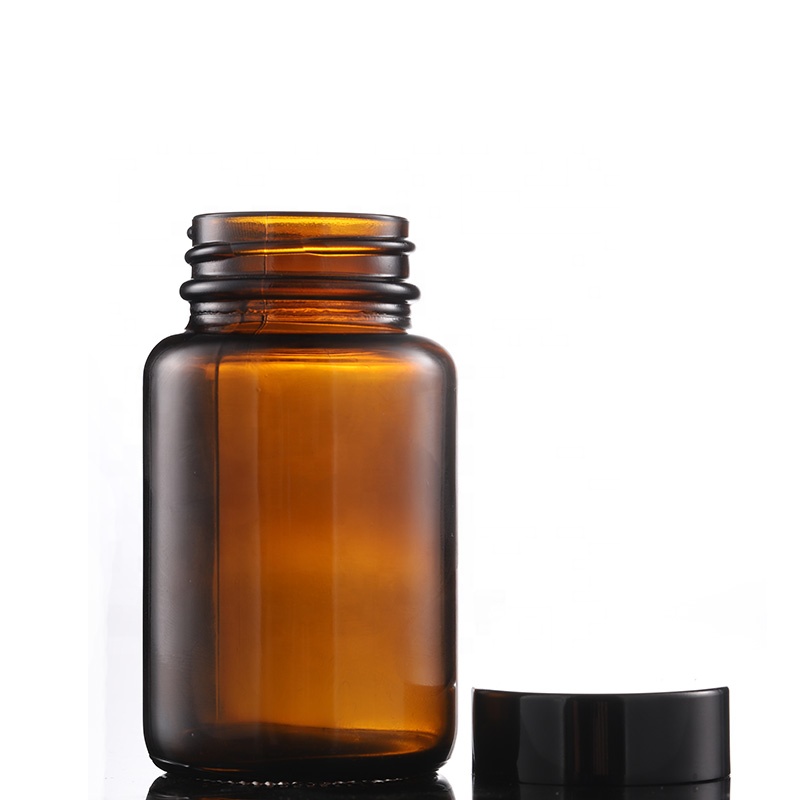 120 ml 120 cc cap amber glass wide mouth bottle childproof container pill medicine bottle container with childproof cap