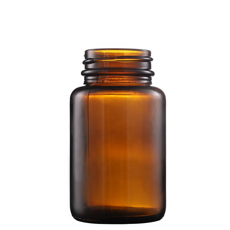 120 ml 120 cc cap amber glass wide mouth bottle childproof container pill medicine bottle container with childproof cap