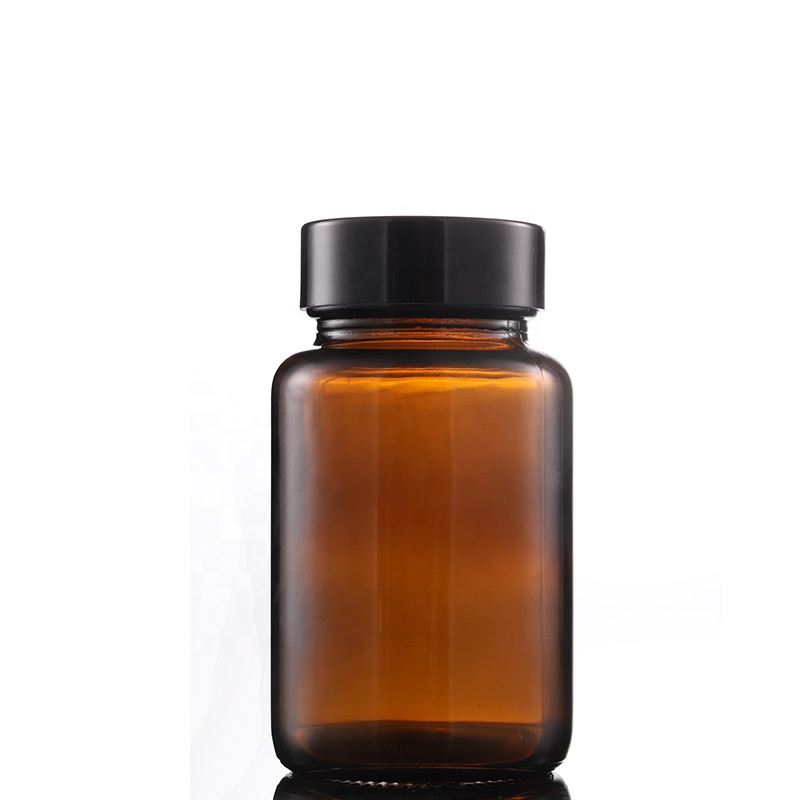 120 ml 120 cc cap amber glass wide mouth bottle childproof container pill medicine bottle container with childproof cap
