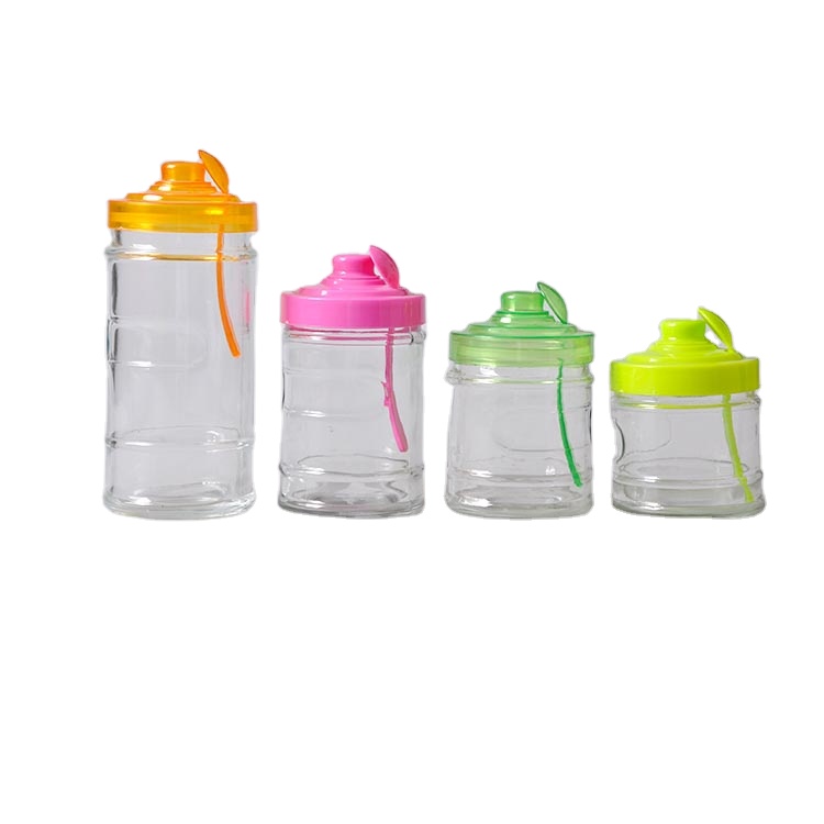 1200ml/1800ml/2400ml storage honey glass jar set glass storage jar