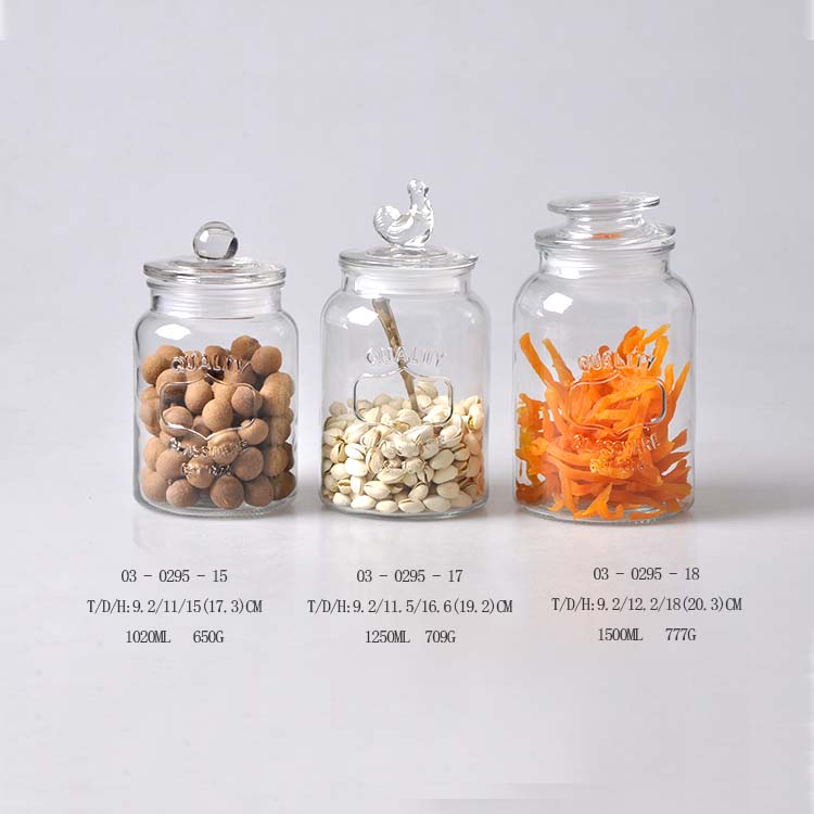 1200ml/1800ml/2400ml storage honey glass jar set glass storage jar