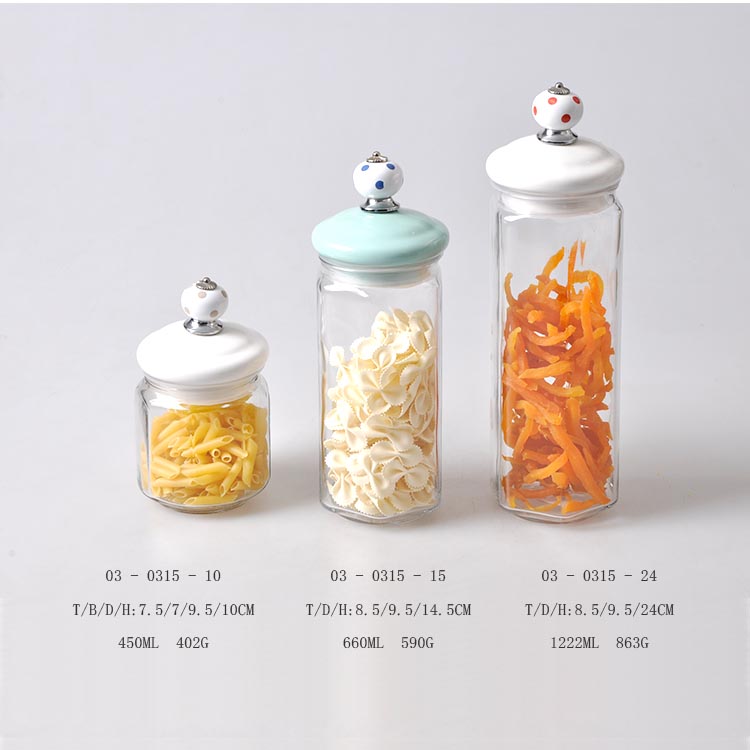 1200ml/1800ml/2400ml storage honey glass jar set glass storage jar