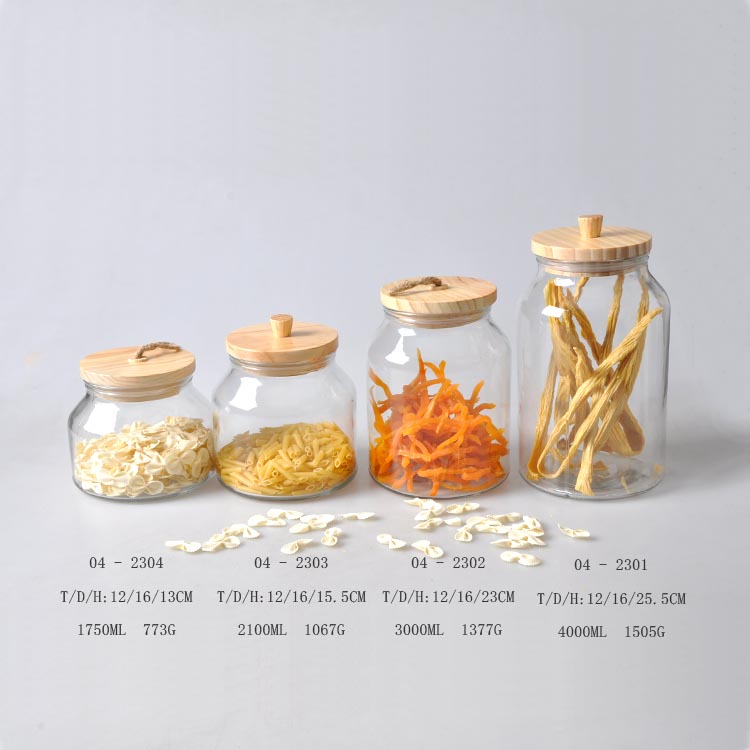 1200ml/1800ml/2400ml storage honey glass jar set glass storage jar