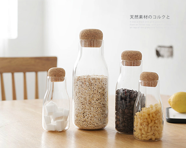 1200ml Borosilicate Glass Storage Jar Wood Lid Cork Ball Stopper Lid