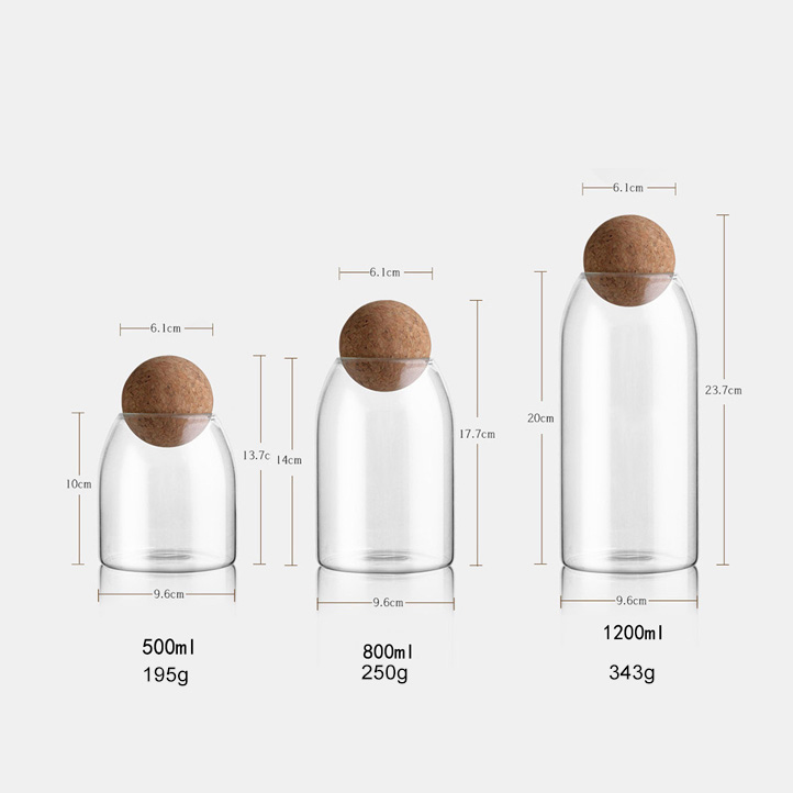 1200ml food storage container borosilicate glass tin can packaging storage bottles & jars