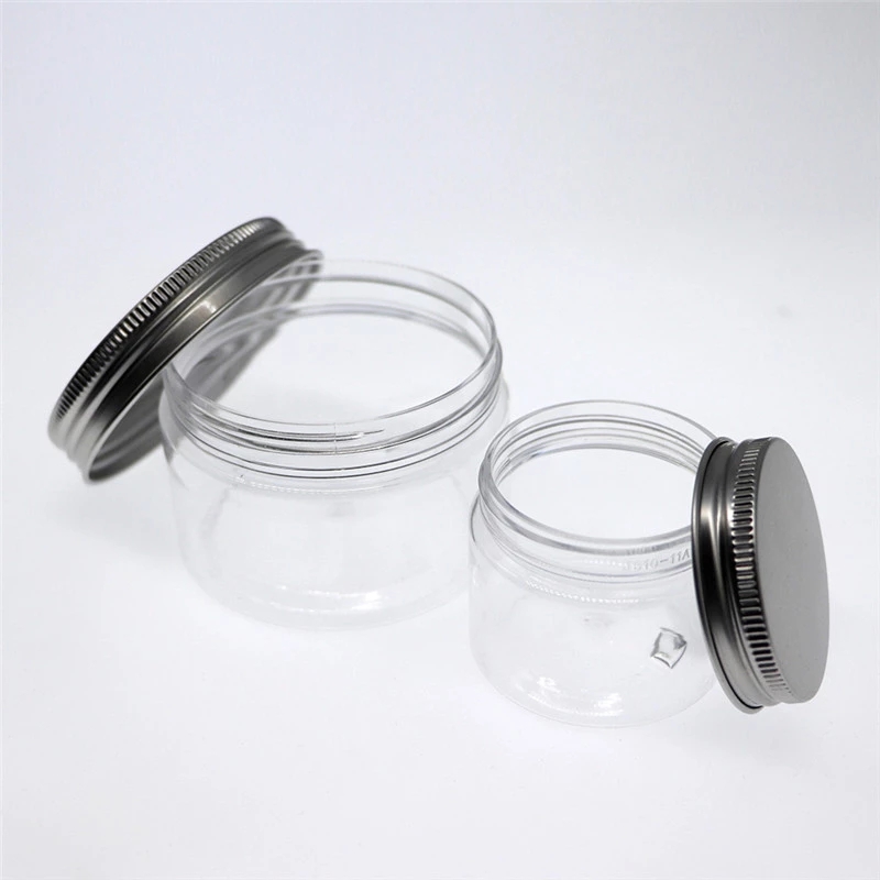 120ML clear Travel Cosmetic Empty Bottle Tranparent Jar Pot Aluminum Cover Cream  Make up bottle