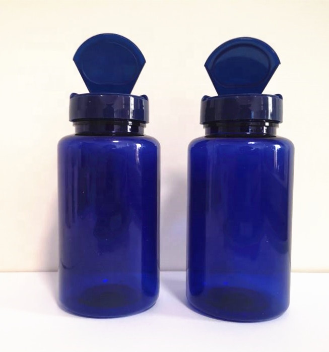 120cc PET Plastic bottle pharma grade plastic pill capsule bottle with CR cap flip cap