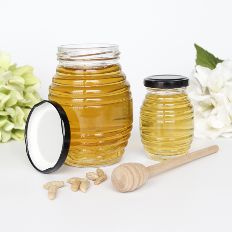 120g 250g 500g Honey Glass Jars and Bottles Honeycomb Shape Glass Jars