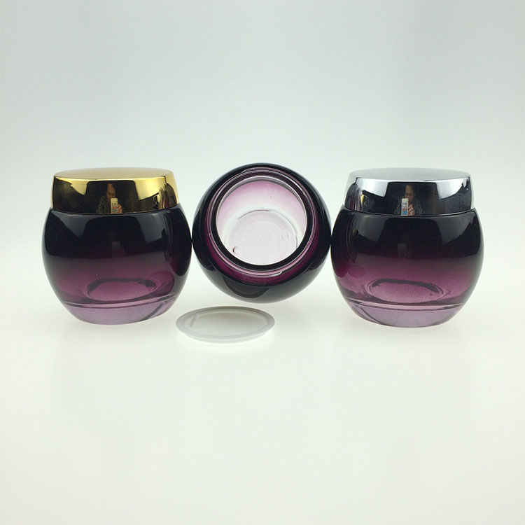 120g Gradient purple round facial cream packaging cosmetic glass jar